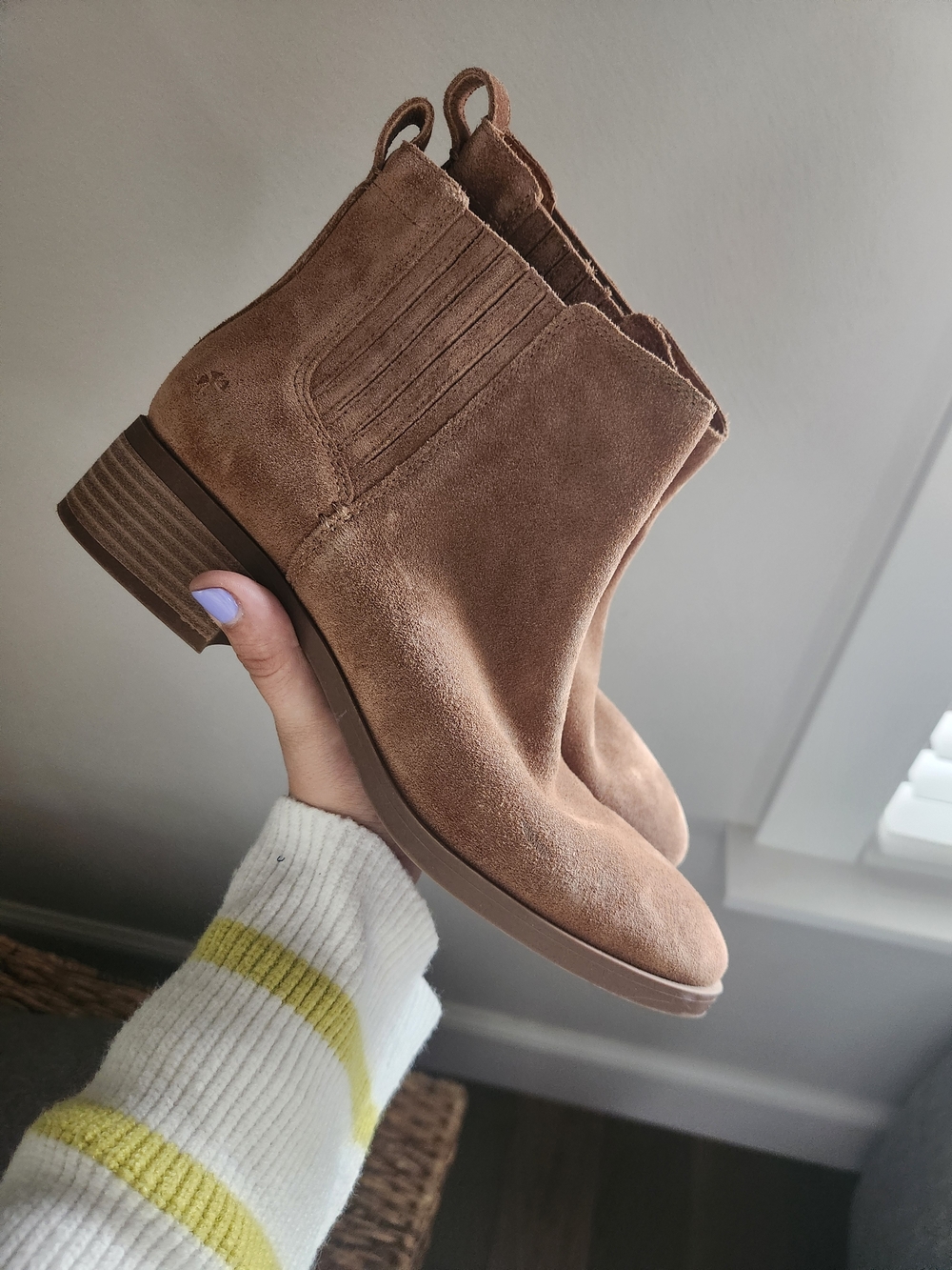 Lucky Brand Suede Ankle Boots in Taupe Brown